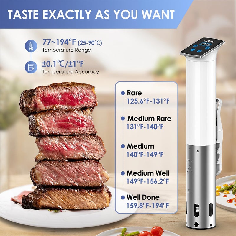wancle Sous Vide Machines, 1100 Watts Sous-Vide Cooker Immersion Circulator, IPX7 Waterproof, Quiet, Easy to Use for Home Chefs - Image 2